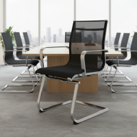 Visitor office armchair Brenton, mesh backrest, sled base