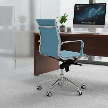 office chair light blue chromed frame faux leather synthetic leather fixed armrests 2