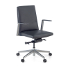 Executive office chair Manheim, low backrest, genuine leather, aluminium