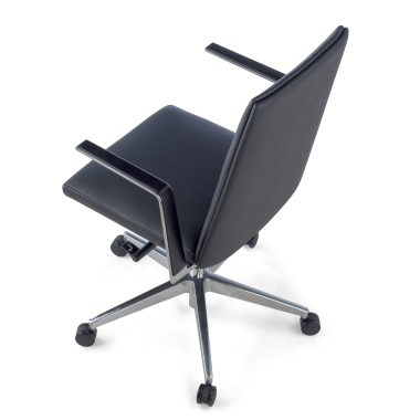 office chair black low back natural skin fixed armrests 7
