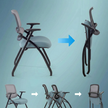 visitor chair blue chair mesh movable armrests 5
