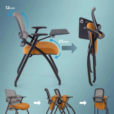 chair with writing tablet orange with writing tablet mesh movable armrests 4