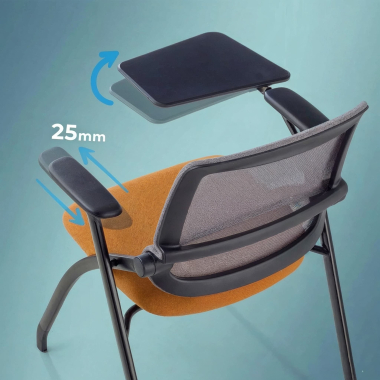 chair with writing tablet orange with writing tablet mesh movable armrests 5