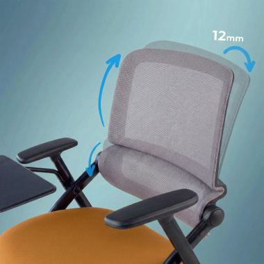 chair with writing tablet orange with writing tablet mesh movable armrests 3