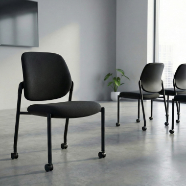 visitor chair black without arms fabric no armrests 2