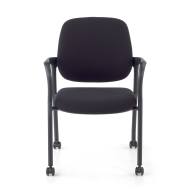 visitor chair black with arms fabric fixed armrests 3