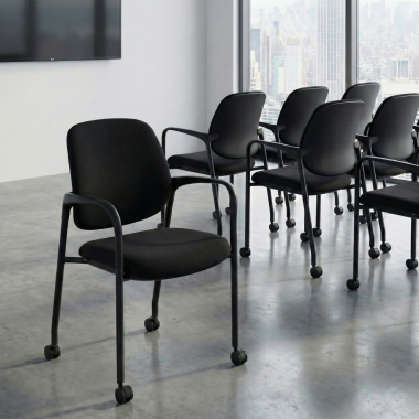 visitor chair black with arms fabric fixed armrests 2