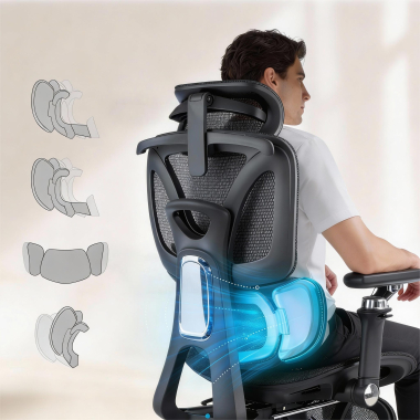 ergonomic chair black sense ultra mesh 4d adjustable armrests lumbar support headrest extendable footrest 3
