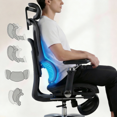ergonomic chair black sense ultra mesh 4d adjustable armrests lumbar support headrest extendable footrest 4
