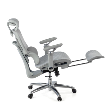 ergonomic chair gray sense ultra mesh 4d adjustable armrests lumbar support headrest extendable footrest 8