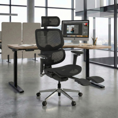 ergonomic chair black erghos x2 mesh 5d adjustable armrests double lumbar support headrest extendable footrest 2