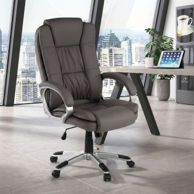 office chair gray bavaria synthetic leather upholstered armrests 2