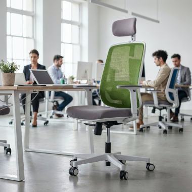 office chair white green kaito mesh movable armrests headrest 2