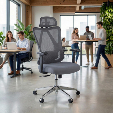 ergonomic chair gray matrix mesh movable armrests lumbar support headrest 2