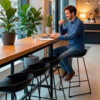 Office stool Helsinki, Nordic stool, metal legs