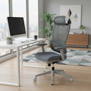 ergonomic chair white grey essenza mesh 3d adjustable armrests double lumbar support headrest 2