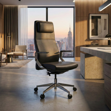office chair black weimar natural skin upholstered armrests 2