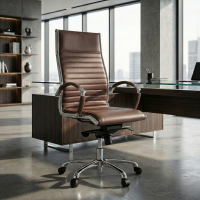 Arkansas executive chair, chrome frame, genuine leather