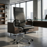 Arkansas executive chair, chrome frame, genuine leather
