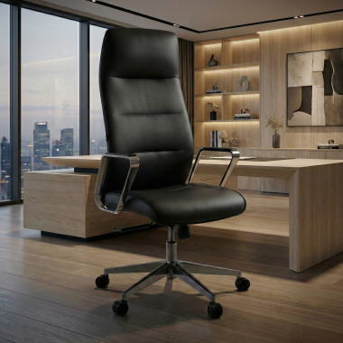 office chair black high back synthetic leather upholstered armrests 2
