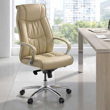 office chair beige high back natural leather natural skin upholstered armrests 2