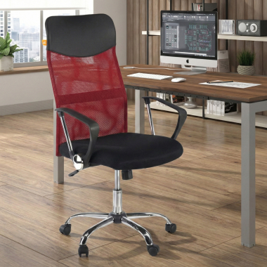 office chair red nova mesh fixed armrests 2