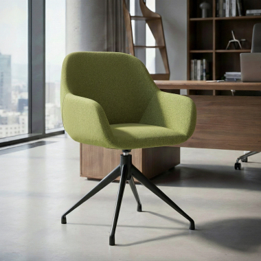 meeting room chair green swivel fabric upholstered armrests 2