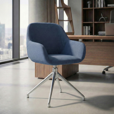 meeting room chair blue swivel fabric upholstered armrests 2
