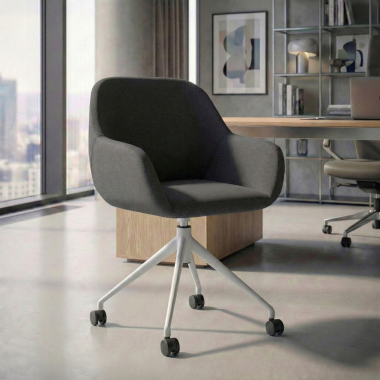 meeting room chair anthracite swivel with casters fabric upholstered armrests 2