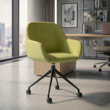 meeting room chair green swivel with casters fabric upholstered armrests 2
