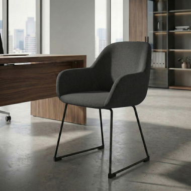 visitor chair anthracite sled base frame fabric upholstered armrests 2