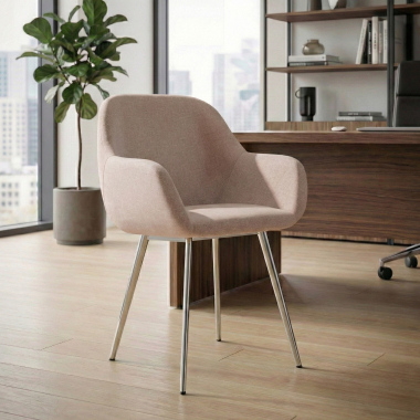 visitor chair beige 4 legs fabric upholstered armrests 2