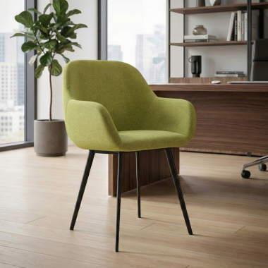 visitor chair green 4 legs fabric upholstered armrests 2