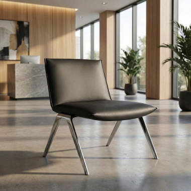 waiting room chair black paisley synthetic leather no armrests 2