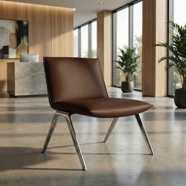 waiting room chair brown paisley synthetic leather no armrests 2