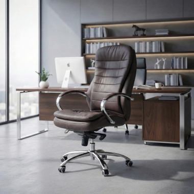 office chair brown atenas synthetic leather upholstered armrests 3
