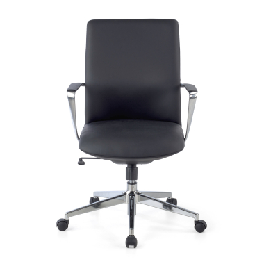 office chair black low back synthetic leather fixed armrests 3