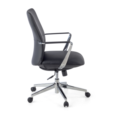 office chair black low back synthetic leather fixed armrests 6