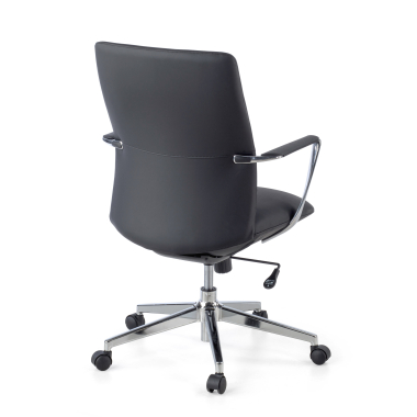 office chair black low back synthetic leather fixed armrests 9