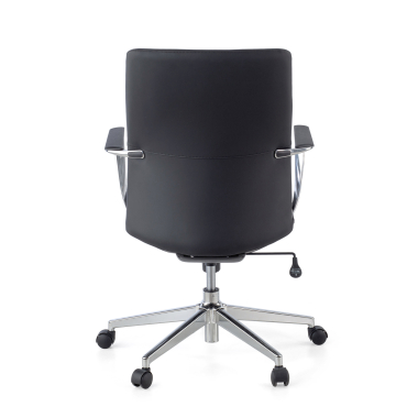 office chair black low back synthetic leather fixed armrests 8