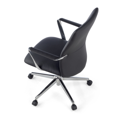 office chair black low back synthetic leather fixed armrests 7