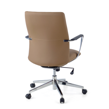 office chair beige low back synthetic leather fixed armrests 9
