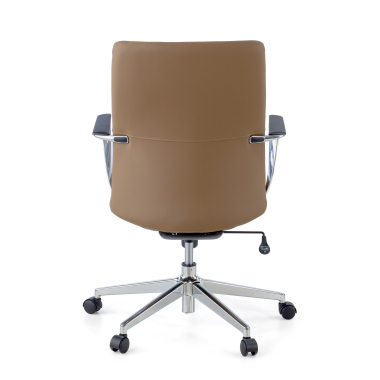 office chair beige low back synthetic leather fixed armrests 7