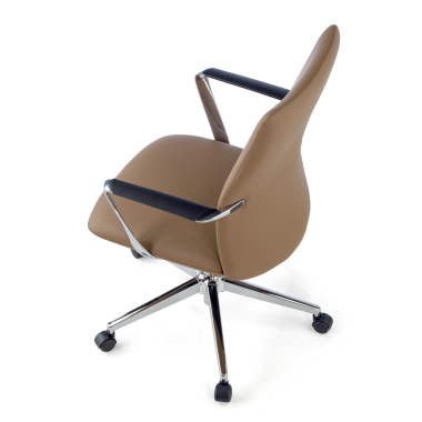 office chair beige low back synthetic leather fixed armrests 8