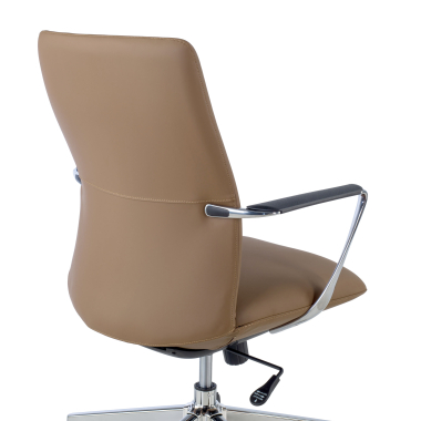 office chair beige low back synthetic leather fixed armrests 5