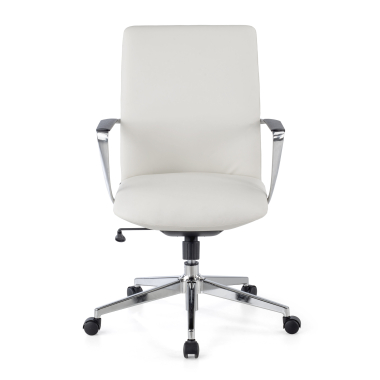 office chair white low back synthetic leather fixed armrests 3