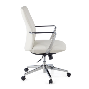 office chair white low back synthetic leather fixed armrests 6