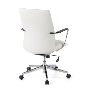 office chair white low back synthetic leather fixed armrests 9