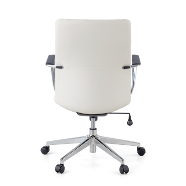 office chair white low back synthetic leather fixed armrests 8
