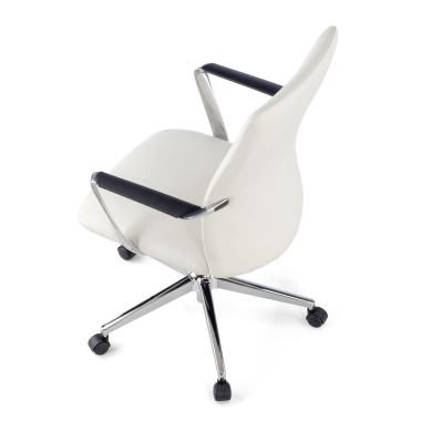 office chair white low back synthetic leather fixed armrests 7